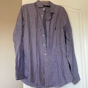 Men’s button down, size XL, purple and blue plaid